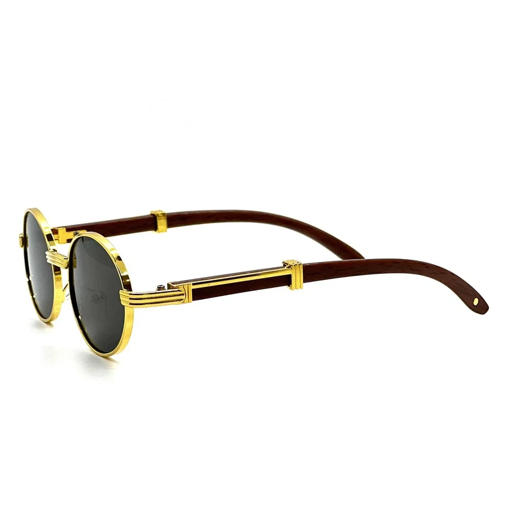 Mens Hip Hop Gold Frame Sunglasses Pilot Dark Lenses Vintage Style Designer 2026